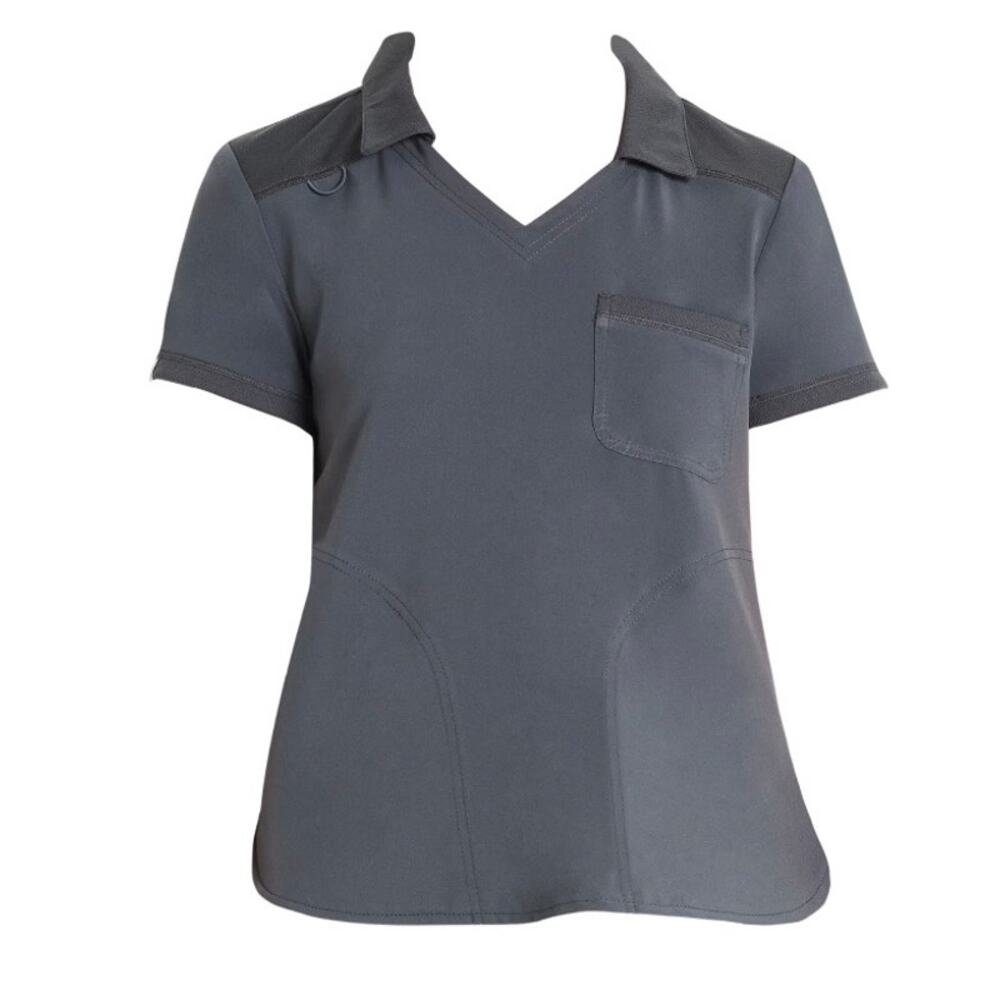 Scrubstar Women's Antimicrobial Premium Performance Collar Top Gray Small